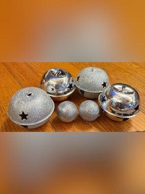 Silver Glitter Jingle Bells and Ornaments - Home Party Supplies